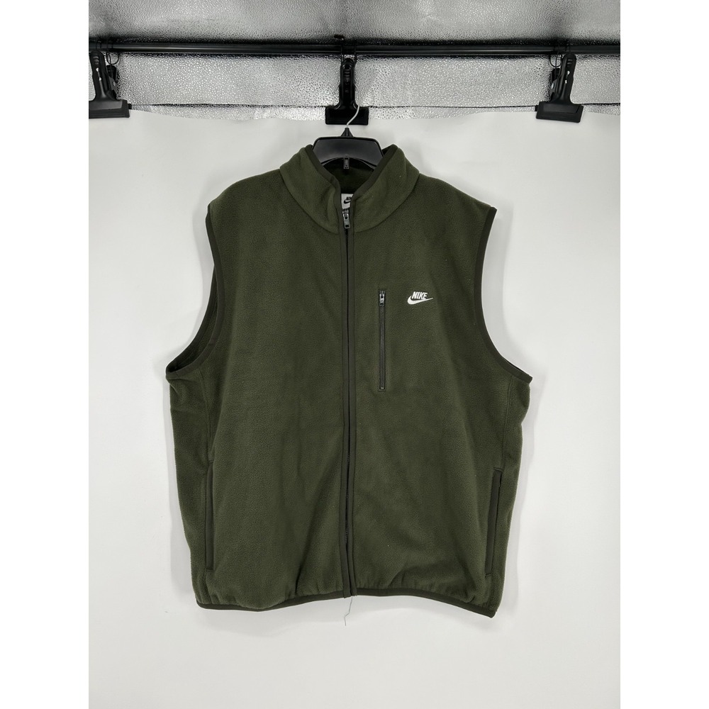 Nike Sportswear Club Winterized Vest Mens XL Green Fleece Full Zip Up HV1446-355